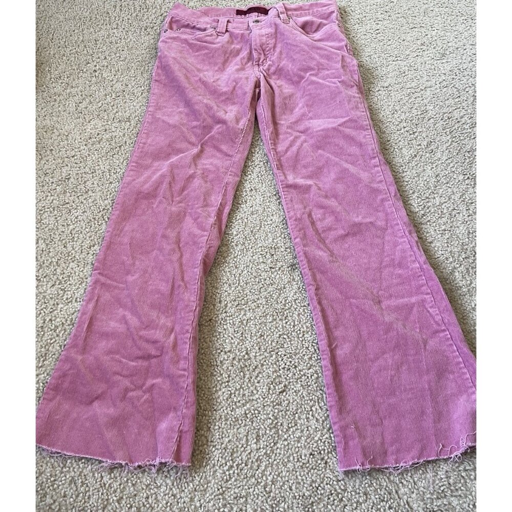 Vintage Solid Jeans Angel Bootcut Stretch Corduroy Pants Pink Cigarette Sz 5